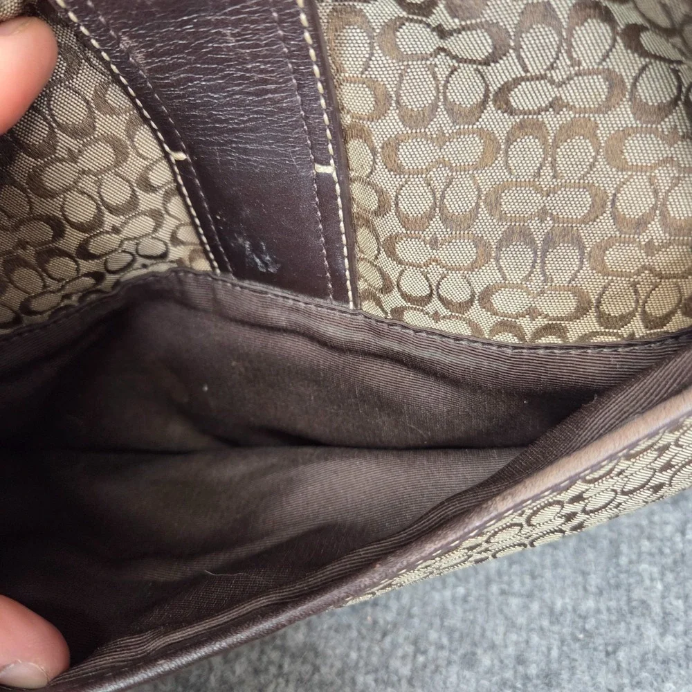 Coach F10926 Vintage Soho BROWN Leather & Signature C Canvas Shoulder‎ Bag y2K